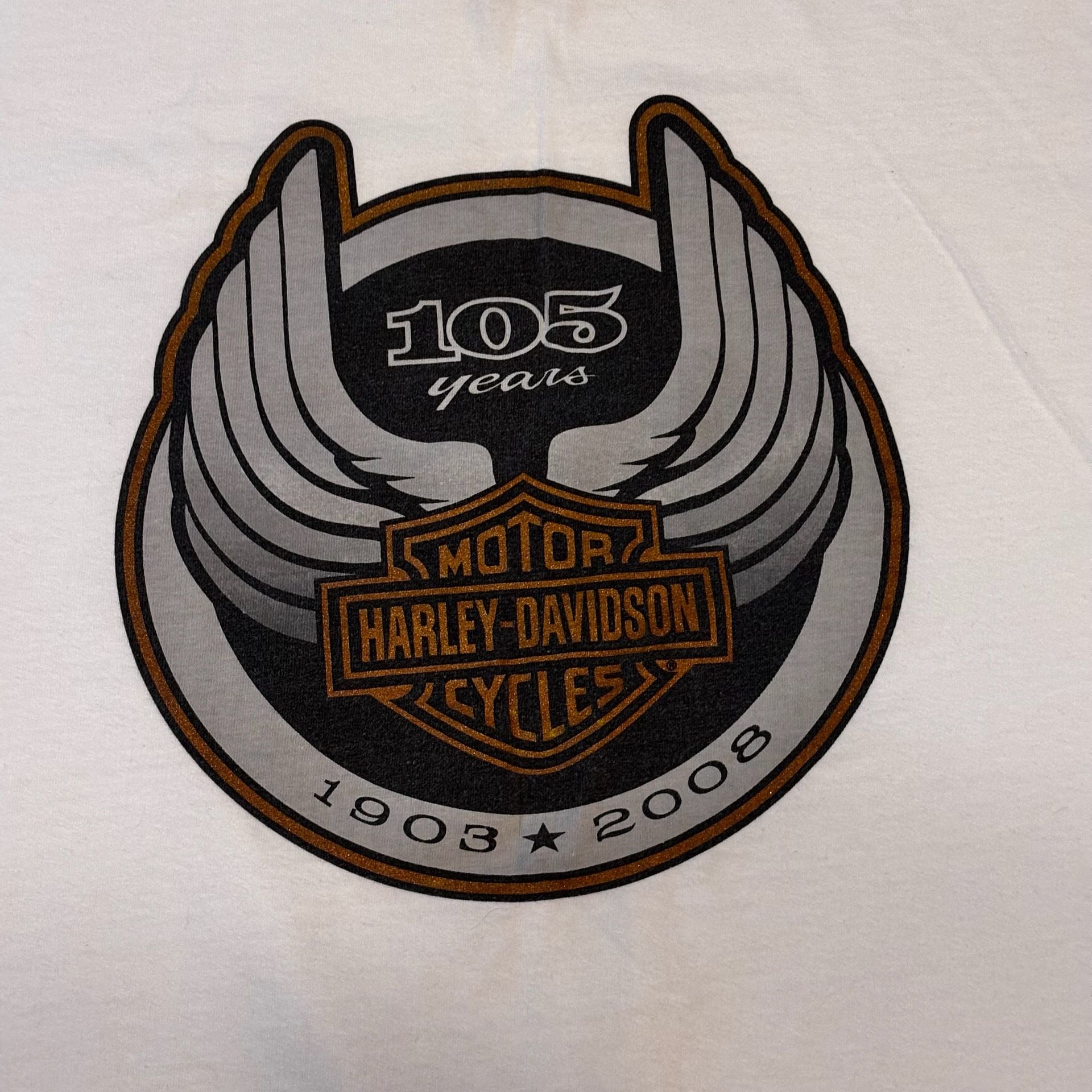 Vintage Y2K Harley-Davidson 105 Years Long Sleeve T-Shirt Size 2XL White 10