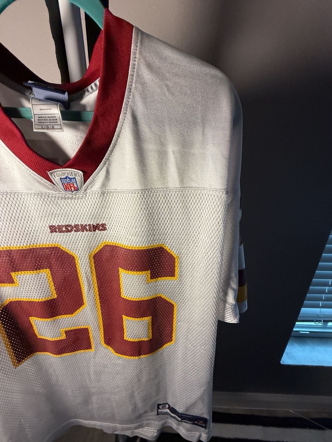 Reebok Washington Redskins #26 Jersey Size L White Football 6