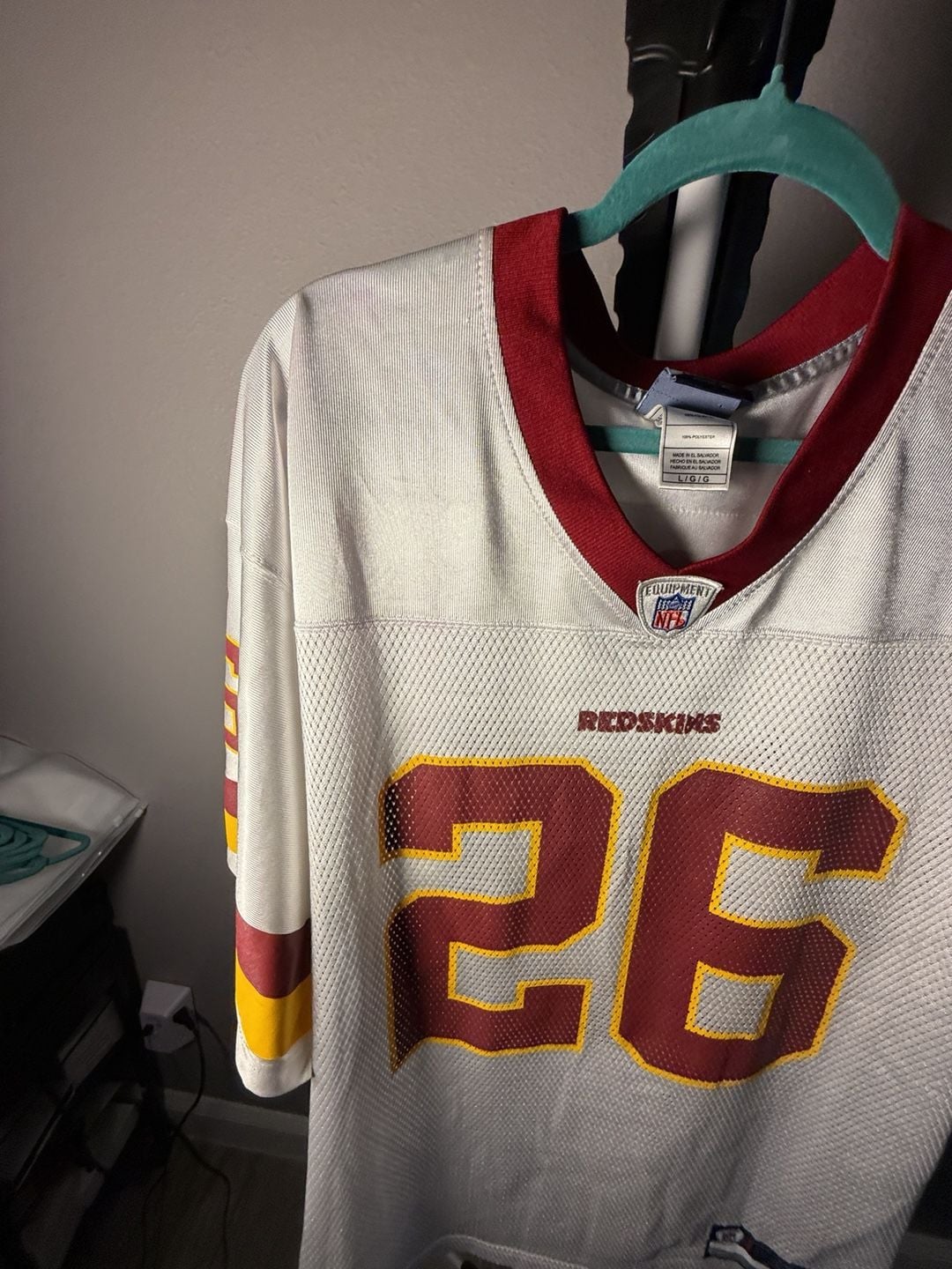 Reebok Washington Redskins #26 Jersey Size L White Football 7