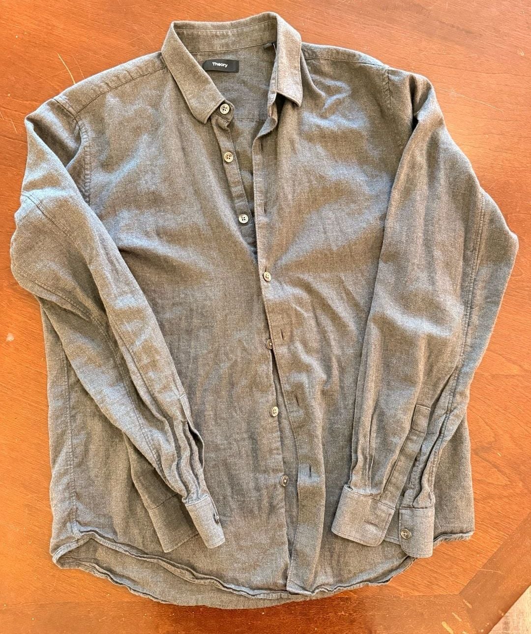 Theory Rammy NP Comfort Flannel Shirt Size M Gray Long Sleeve Cotton 2