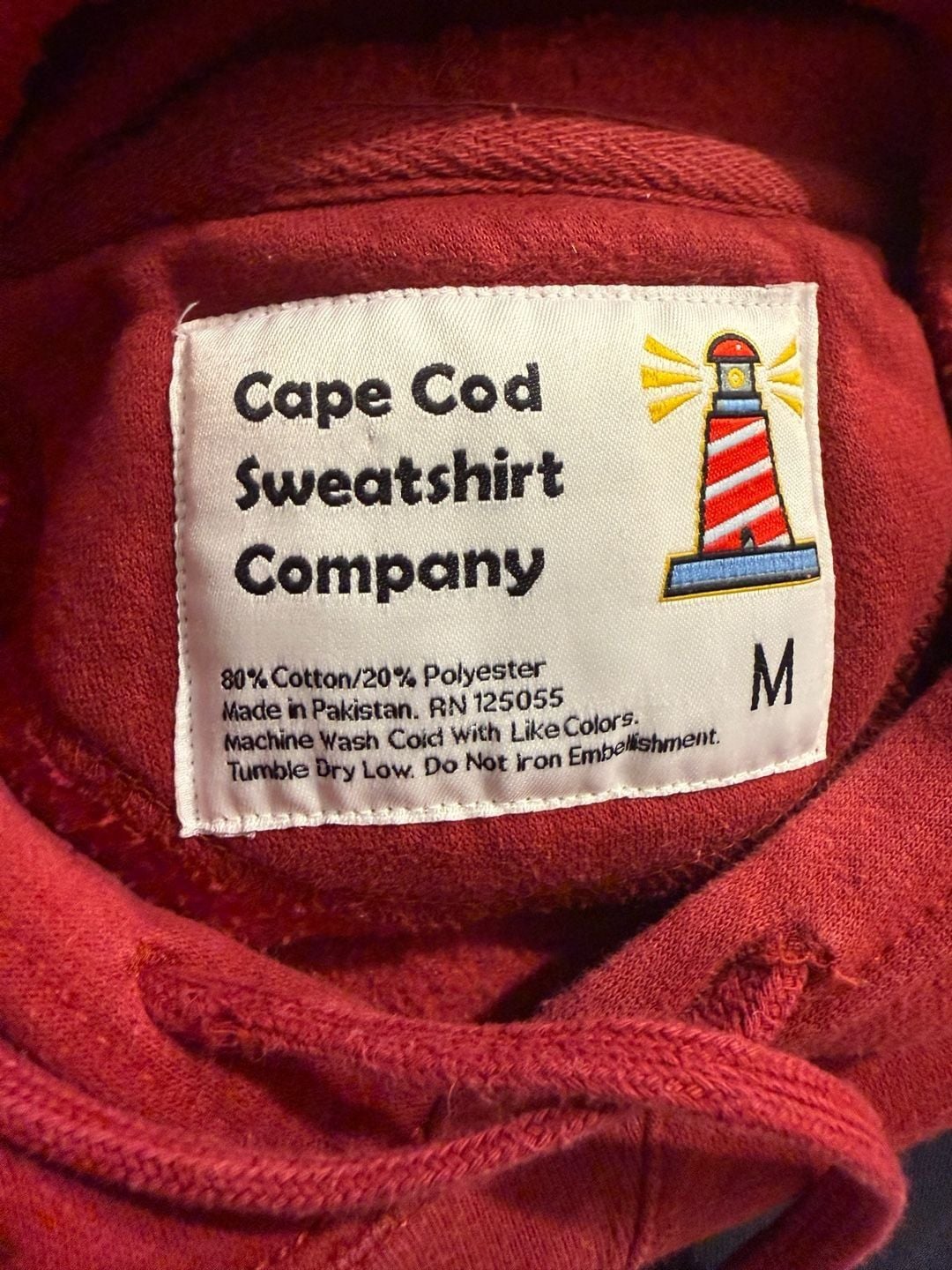 Cape Cod Sweatshirt Company Cape Cod Mass Hoodie Size M Red 3