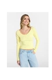 No Boundaries Scoop Henley Lace Size L (12-14) Yellow Breeze 2