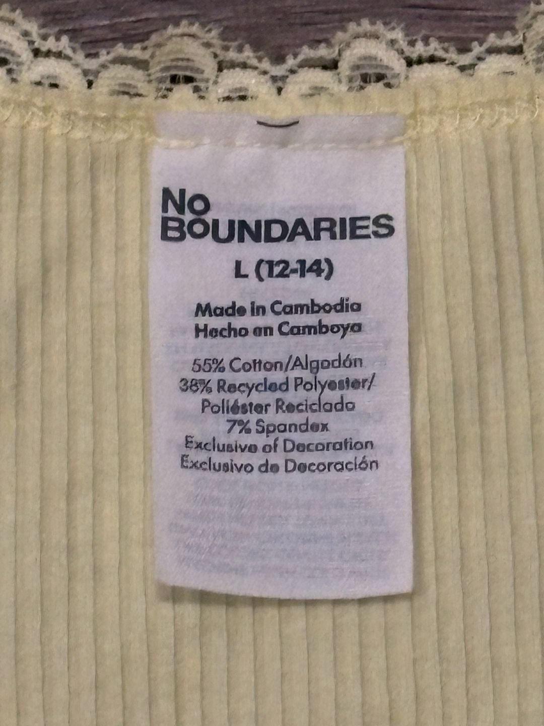 No Boundaries Scoop Henley Lace Size L (12-14) Yellow Breeze 5