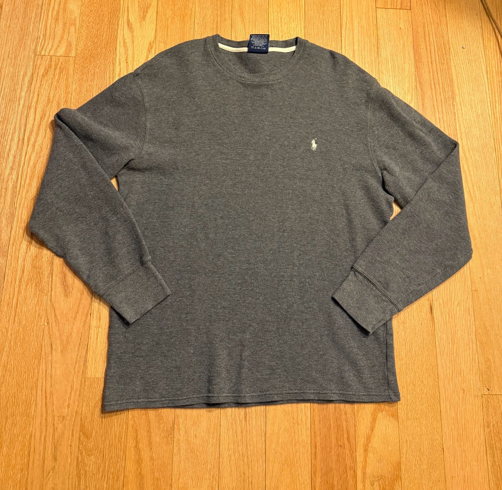 Polo Ralph Lauren Thermal Long Sleeve Shirt Size L Gray Cotton 2
