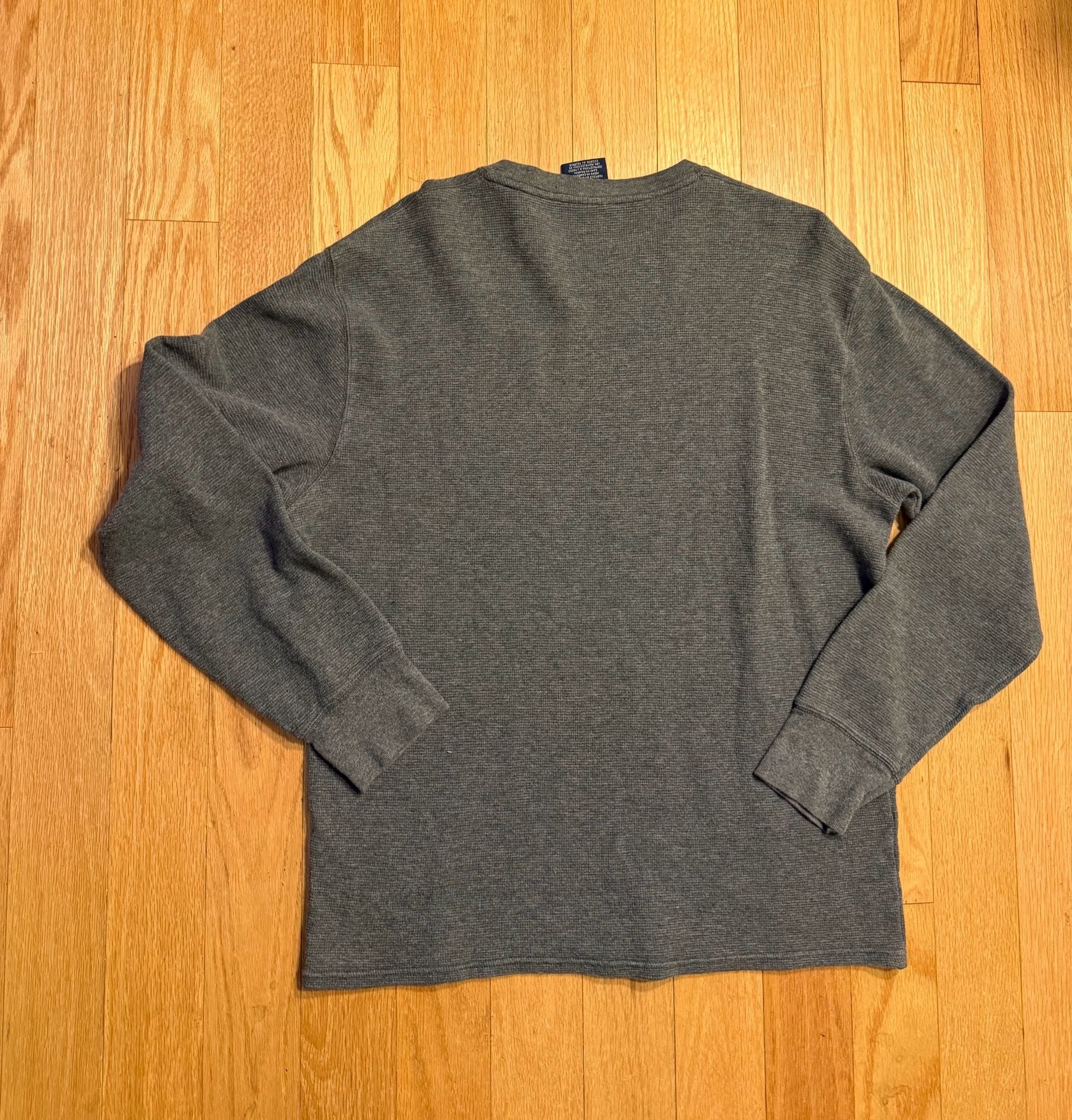 Polo Ralph Lauren Thermal Long Sleeve Shirt Size L Gray Cotton 7