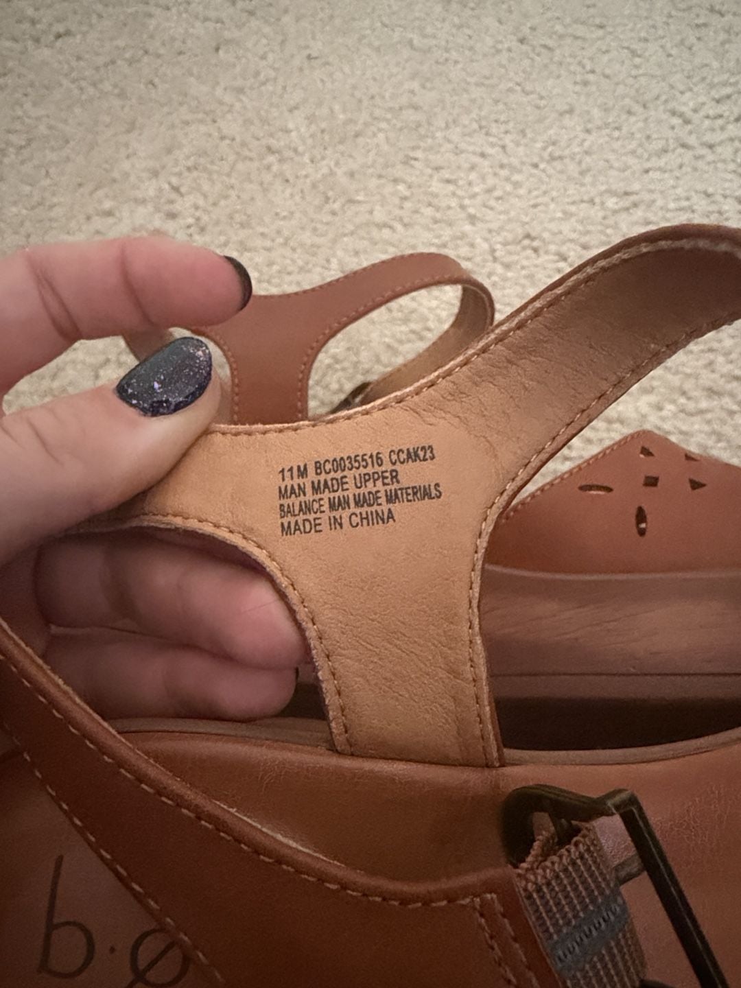 b.o.c. Wedge Sandal Size 11M Tan Brown Cutout Platform Slingback 6