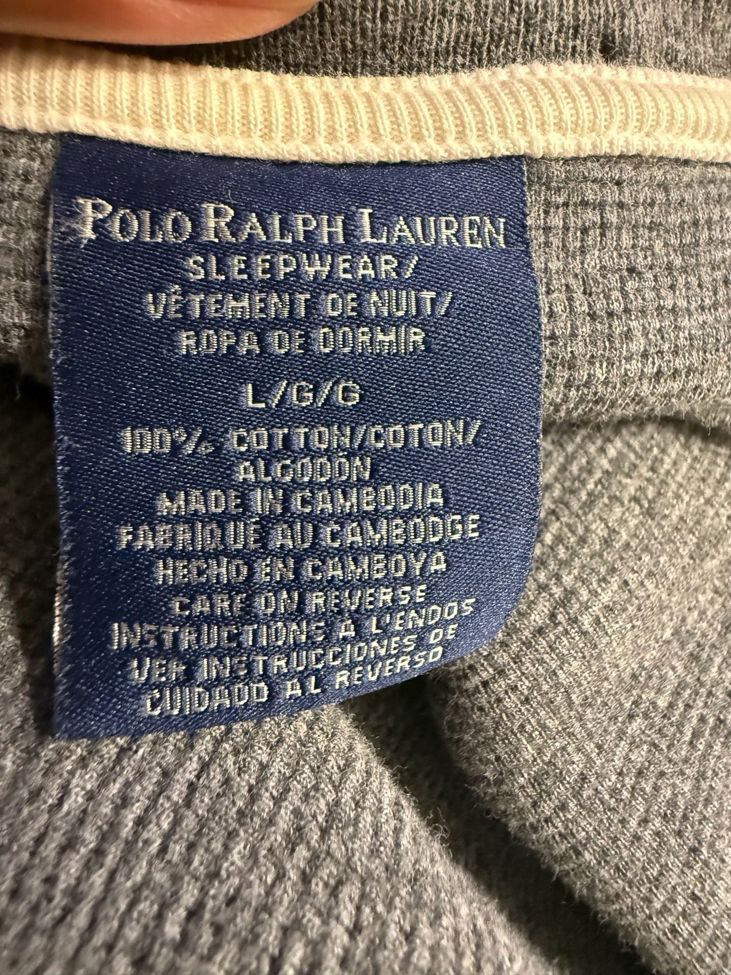Polo Ralph Lauren Thermal Long Sleeve Shirt Size L Gray Cotton 3