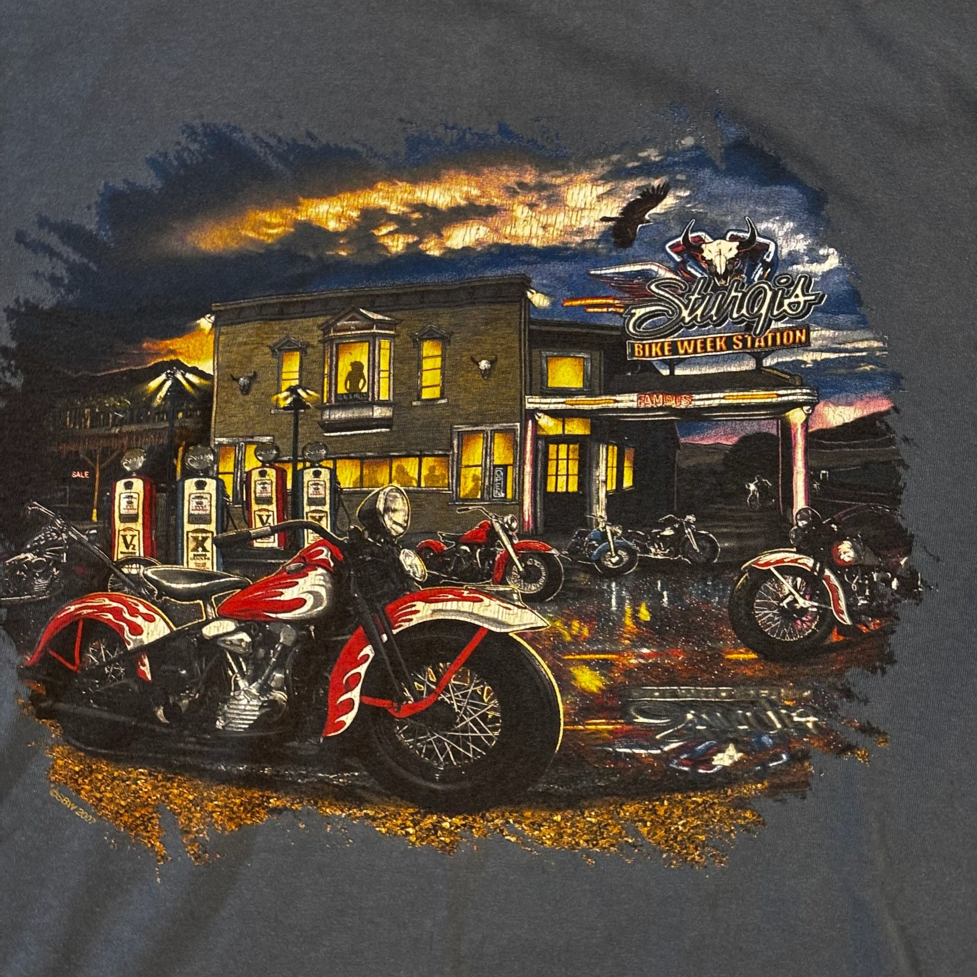 2007 Sturgis Bike Week Graphic T-Shirt Size L and Matching Hat Bundle  12