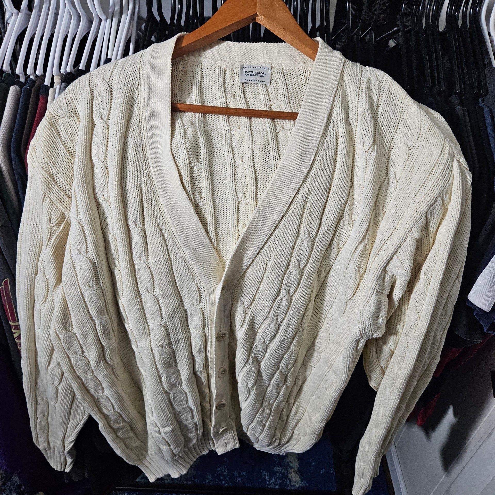 United Colors Of Benetton Cable Knit Cardigan Cream 2