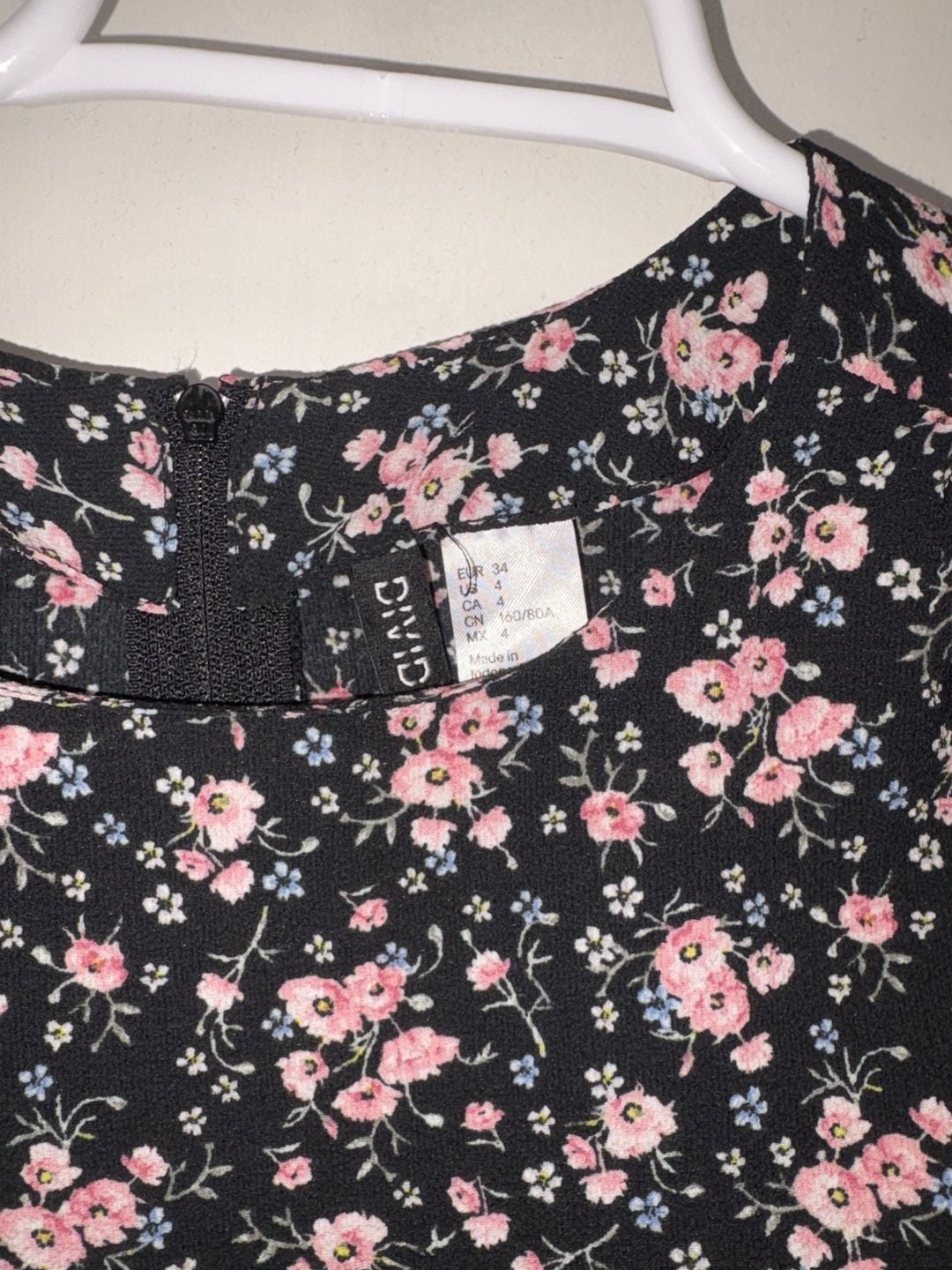 Divided By H&M Floral Long Sleeve Dress Size 4 Black 3