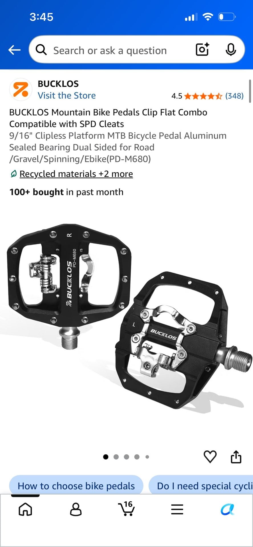 BUCKLOS Mountain Bike Pedals Clip Flat Combo PD-M680 Black 1