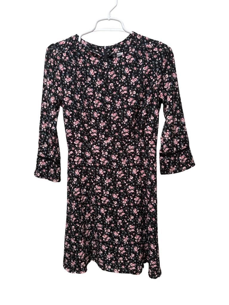 Divided By H&M Floral Long Sleeve Dress Size 4 Black 2