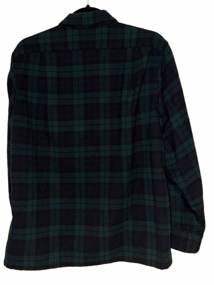 Pendleton Plaid Wool Shirt Size M Green Black Virgin Wool 4