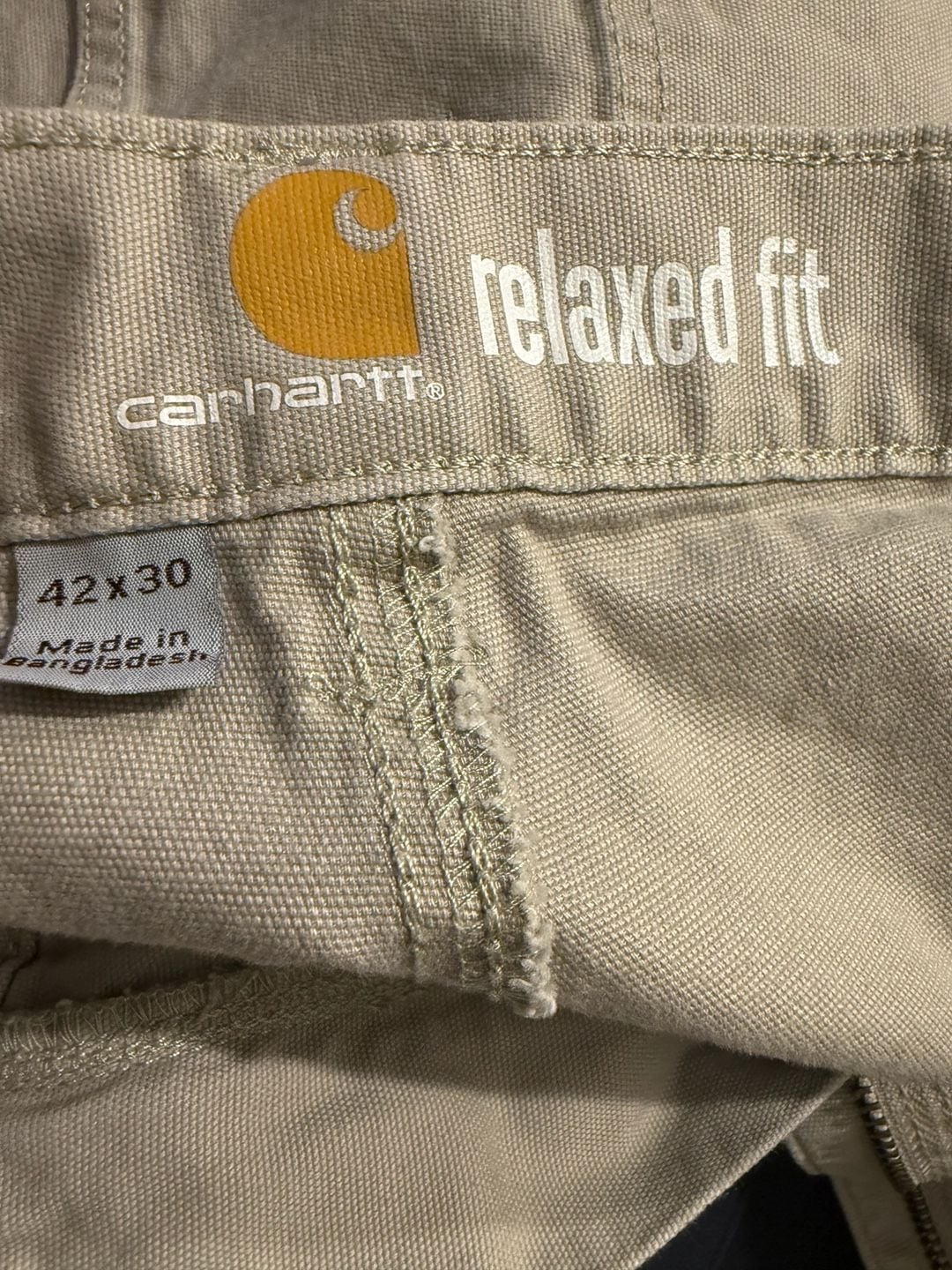 Carhartt Relaxed Fit Pants 42x30 Tan Cotton Blend Workwear 4