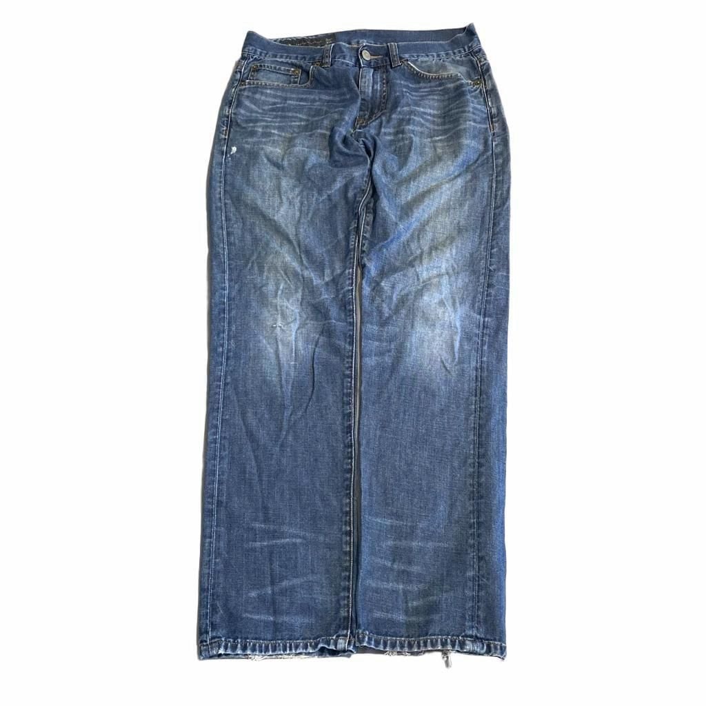 Armani Exchange J66 Straight Jeans Size 31R Blue Distressed Denim 2
