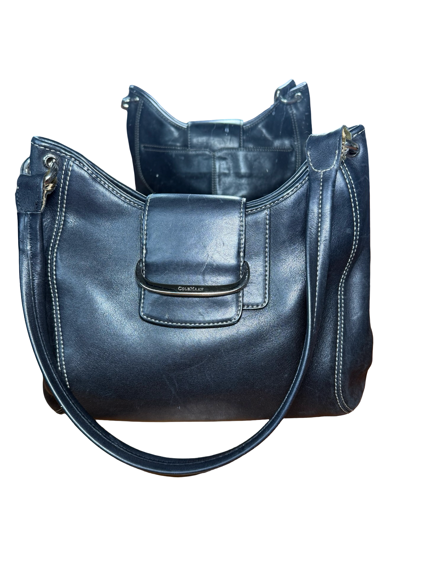 Cole Haan black leather shoulder bag with silver... 12
