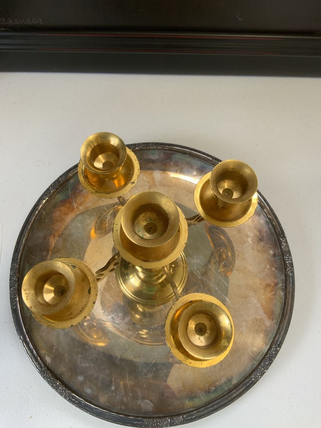 Vintage Brass 5-Arm Candelabra Candle Holder 2