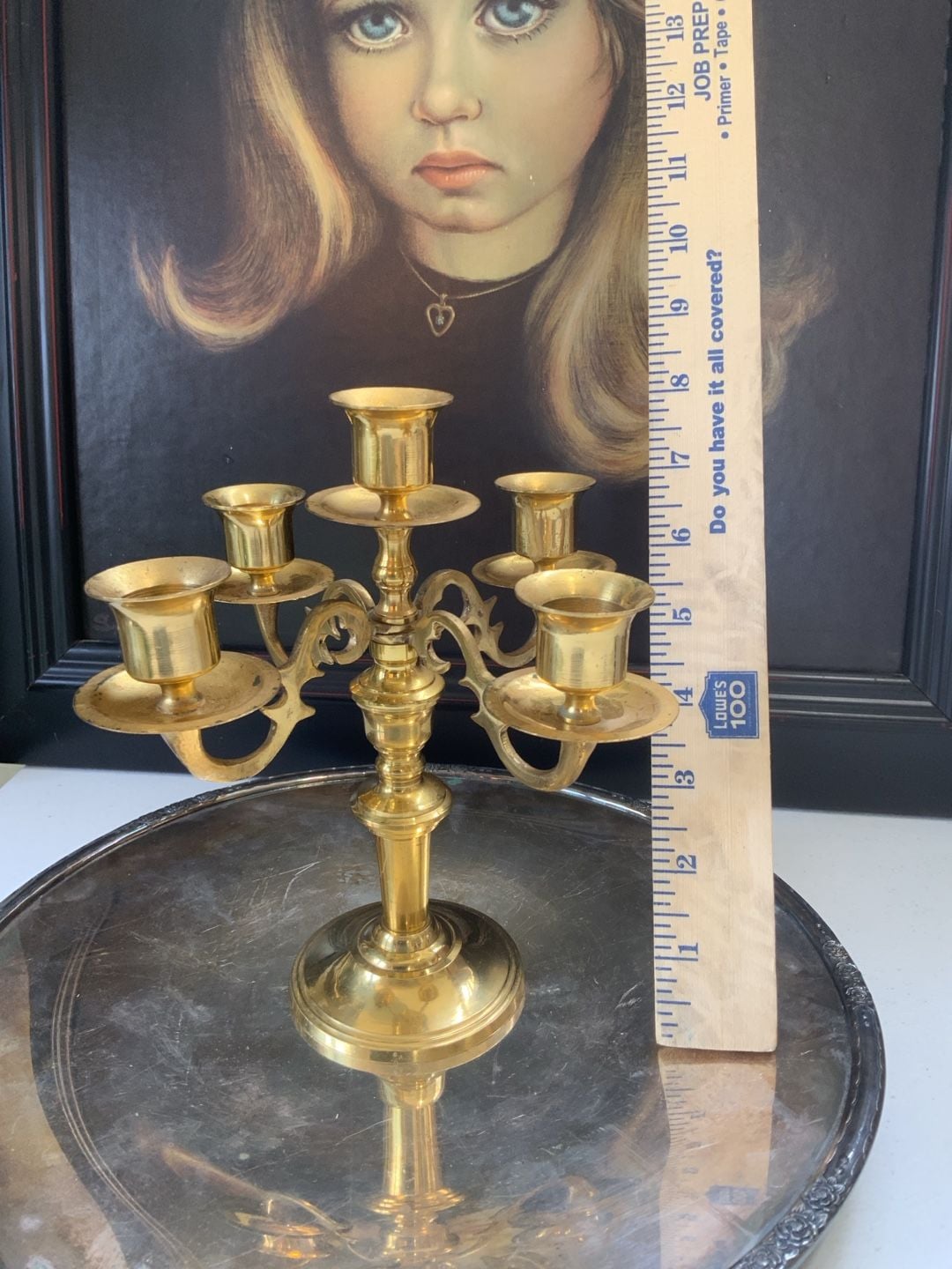 Vintage Brass 5-Arm Candelabra Candle Holder 3