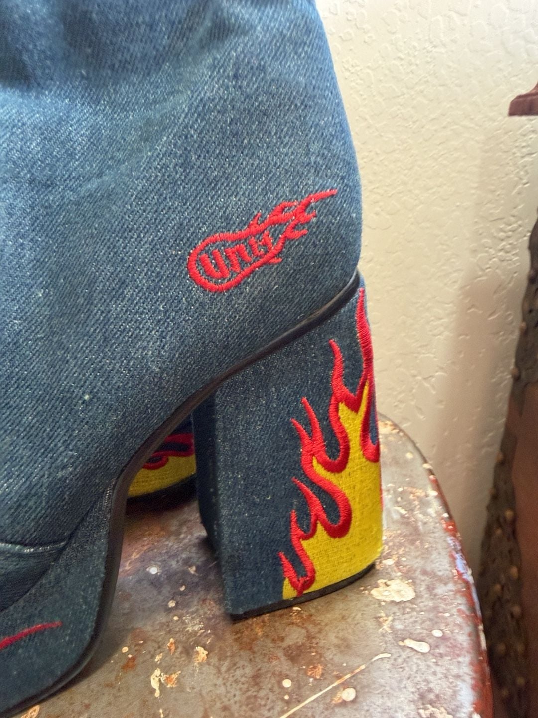 Unif Flame Platform Ankle Boots Size 6 Denim Blue 3