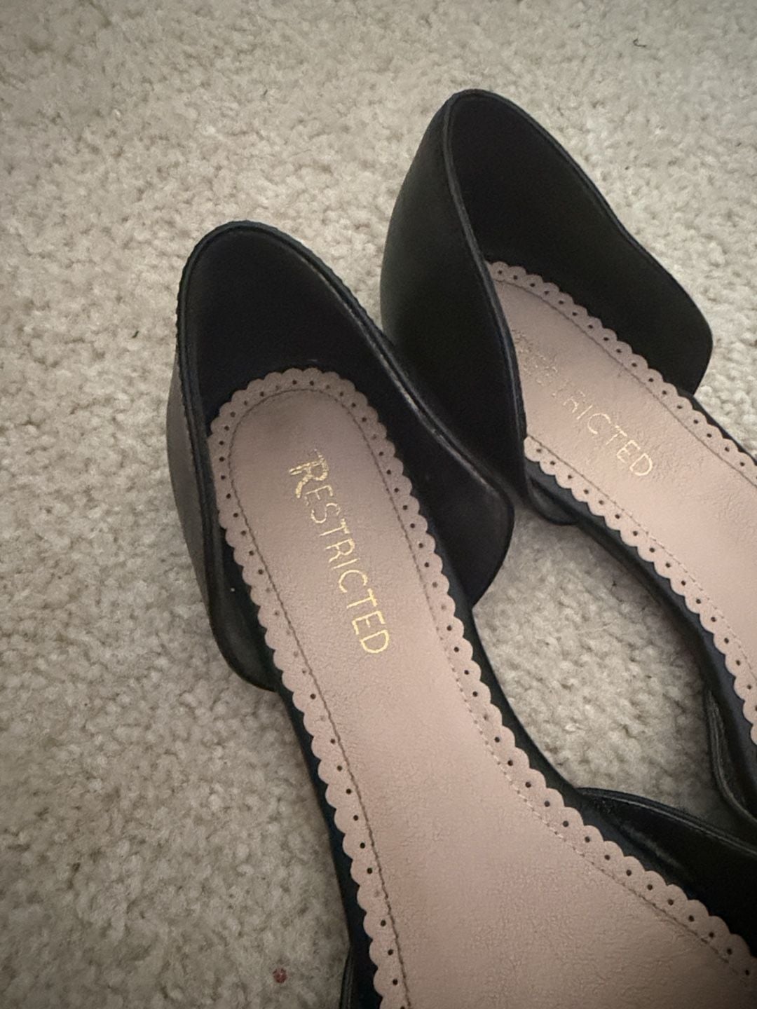 Restricted Pointed Toe D'Orsay Flats Size 10 Black Perforated 3