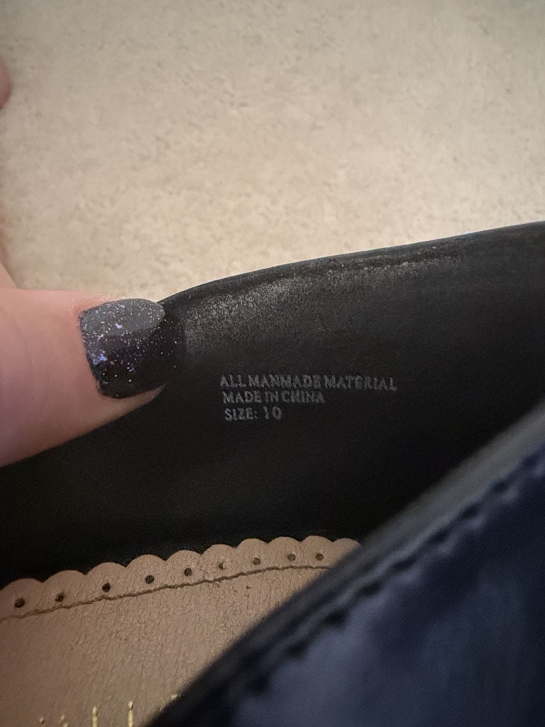 Restricted Pointed Toe D'Orsay Flats Size 10 Black Perforated 6