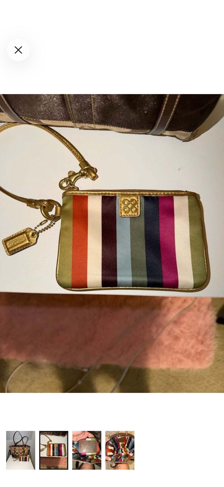 Coach Signature Legacy Stripe Tote And Wristlet Bag 2