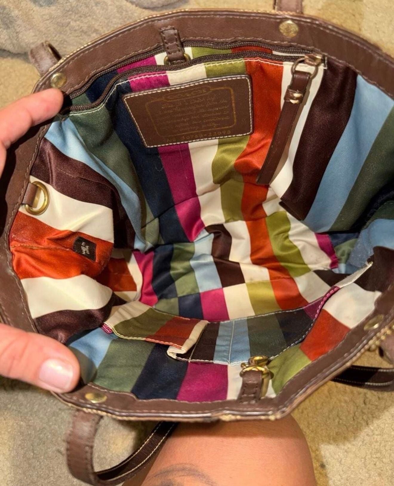 Coach Signature Legacy Stripe Tote And Wristlet Bag 4