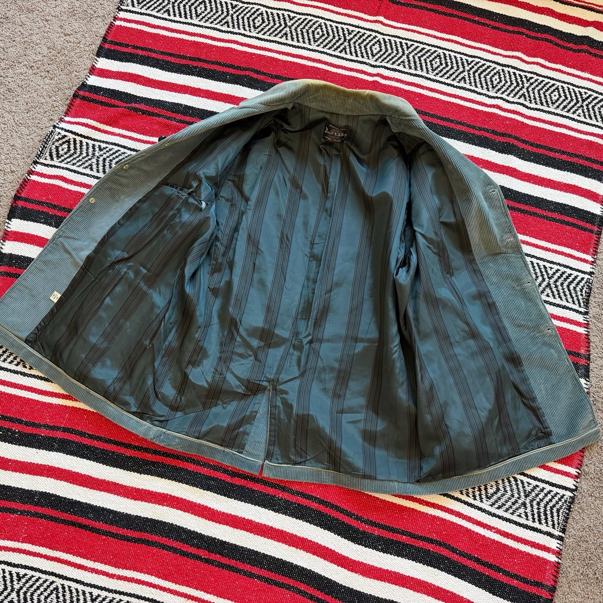 Sun Faded Vintage Teal Corduroy Coat - Sz XL 13