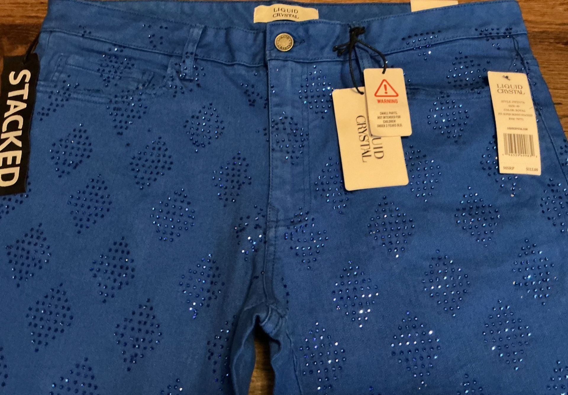 Liquid Crystal Diamond Crystal Rhinestone Stacked Jeans 5