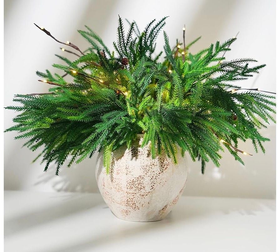 Artificial Pine Branch Christmas Floral Stem 18.1 Inch 12pcs 1