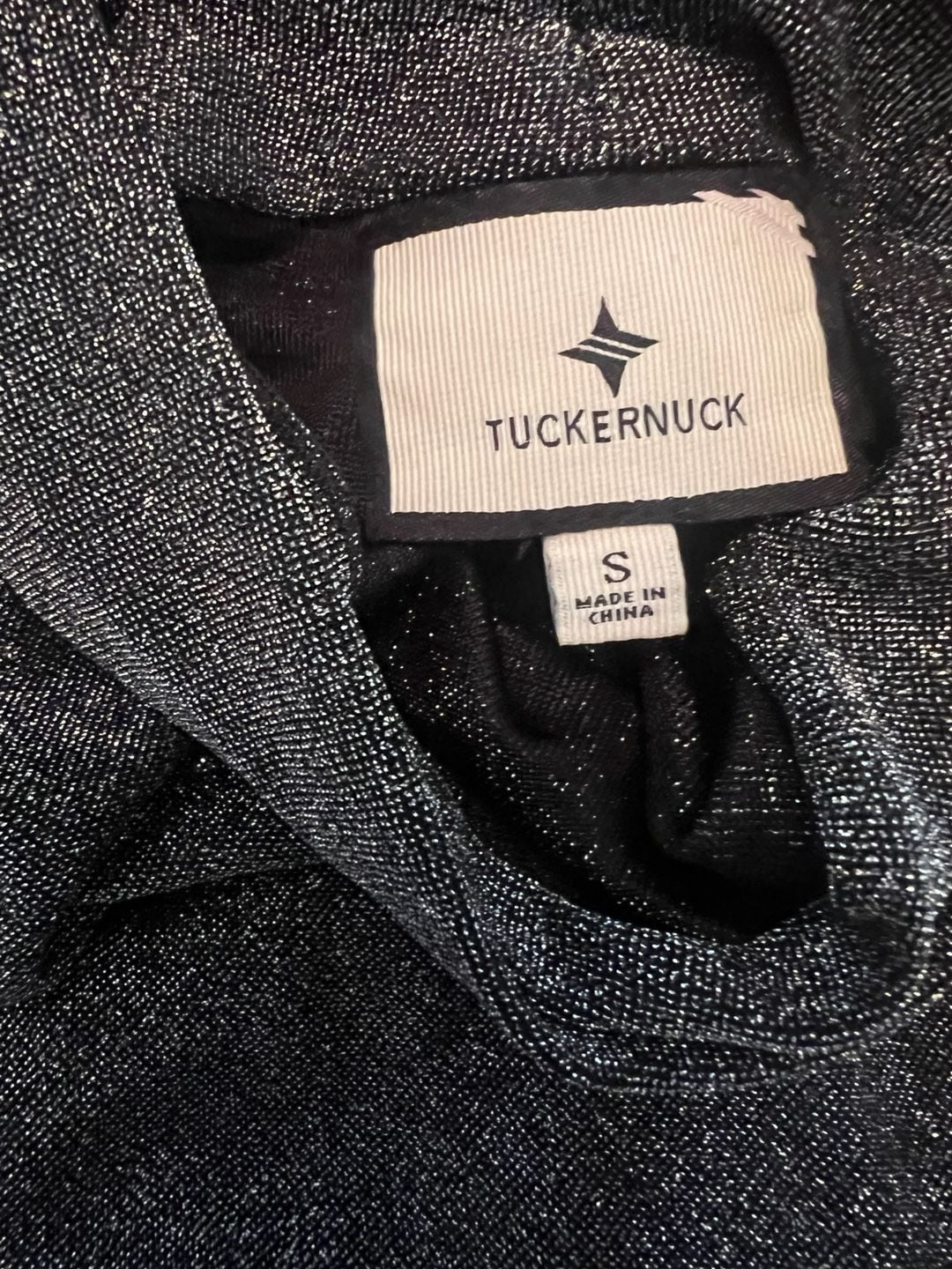 Tucknernuck Metallic Shimmer Mock Neck Long Sleeve Top Small 3