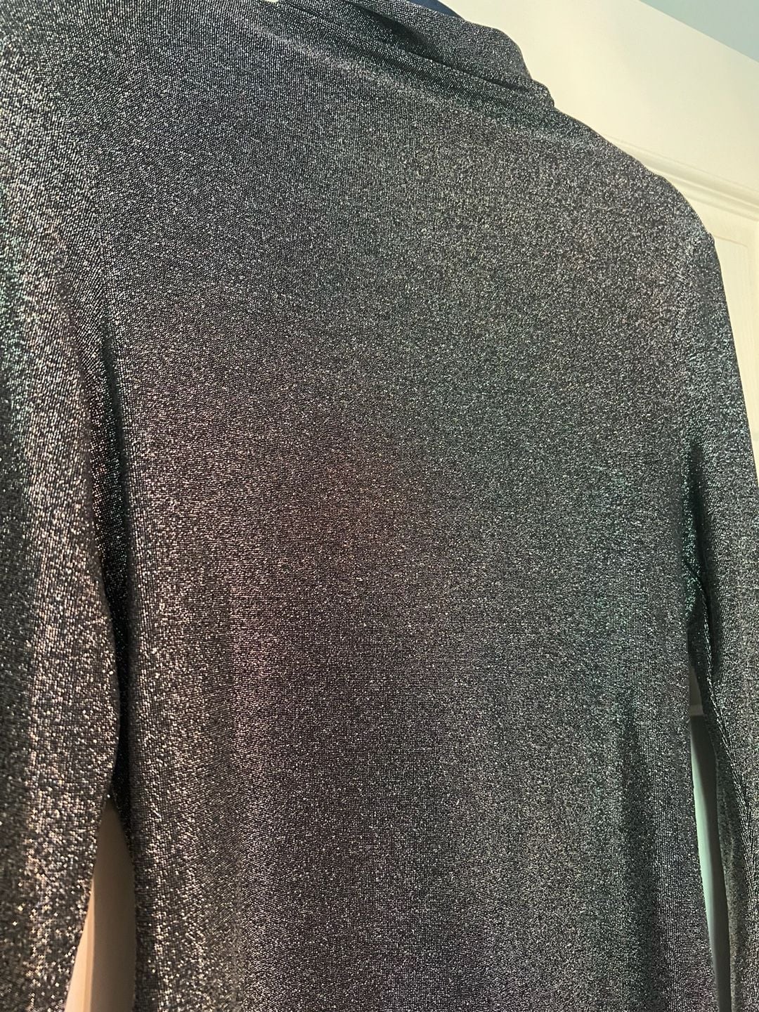 Tucknernuck Metallic Shimmer Mock Neck Long Sleeve Top Small 4