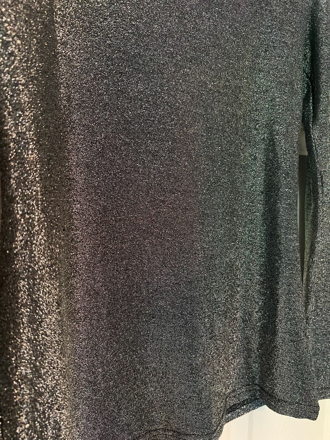 Tucknernuck Metallic Shimmer Mock Neck Long Sleeve Top Small 5
