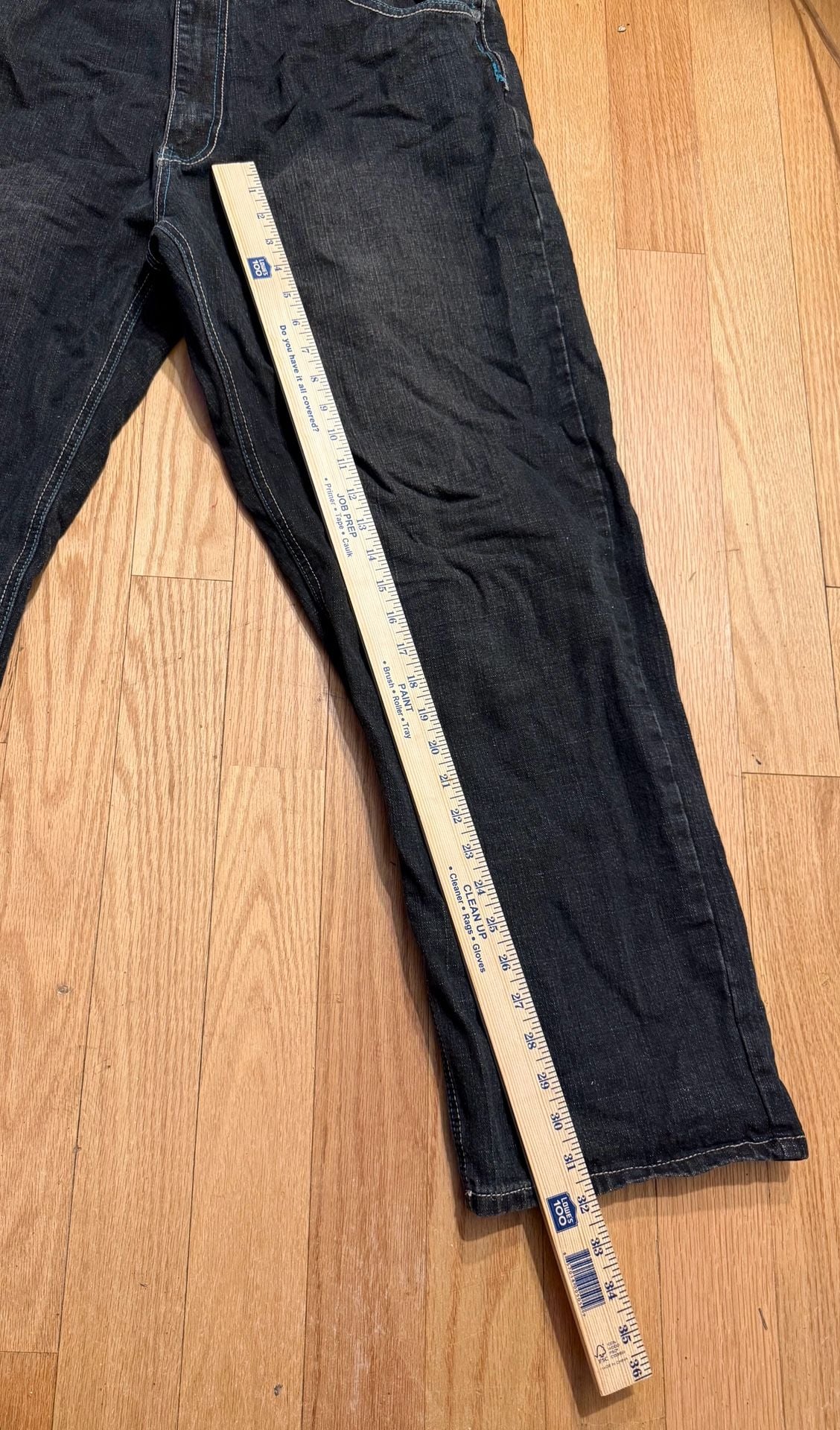 Y2K Jinzu Denim Jeans Straight Leg Black Embroidered Embellished 3