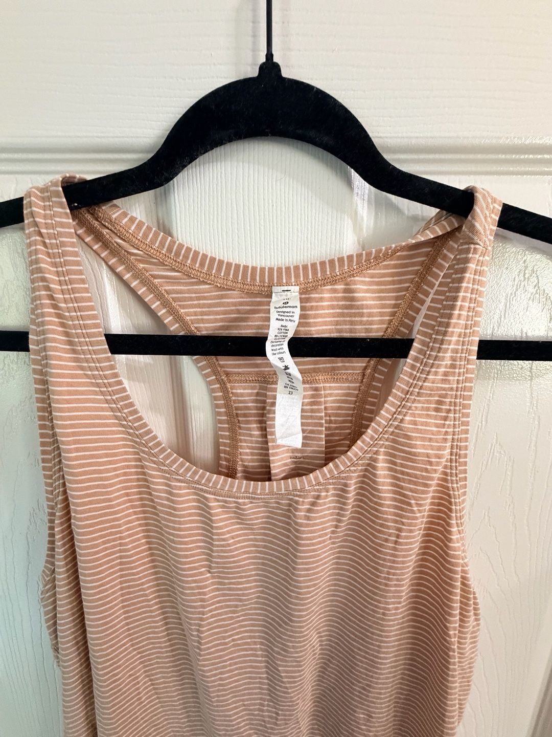 Lululemon Striped Tank Top Size 10 Beige White Active 3
