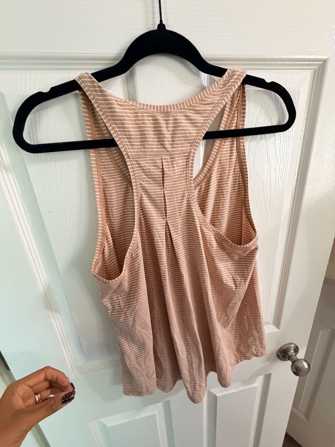 Lululemon Striped Tank Top Size 10 Beige White Active 5