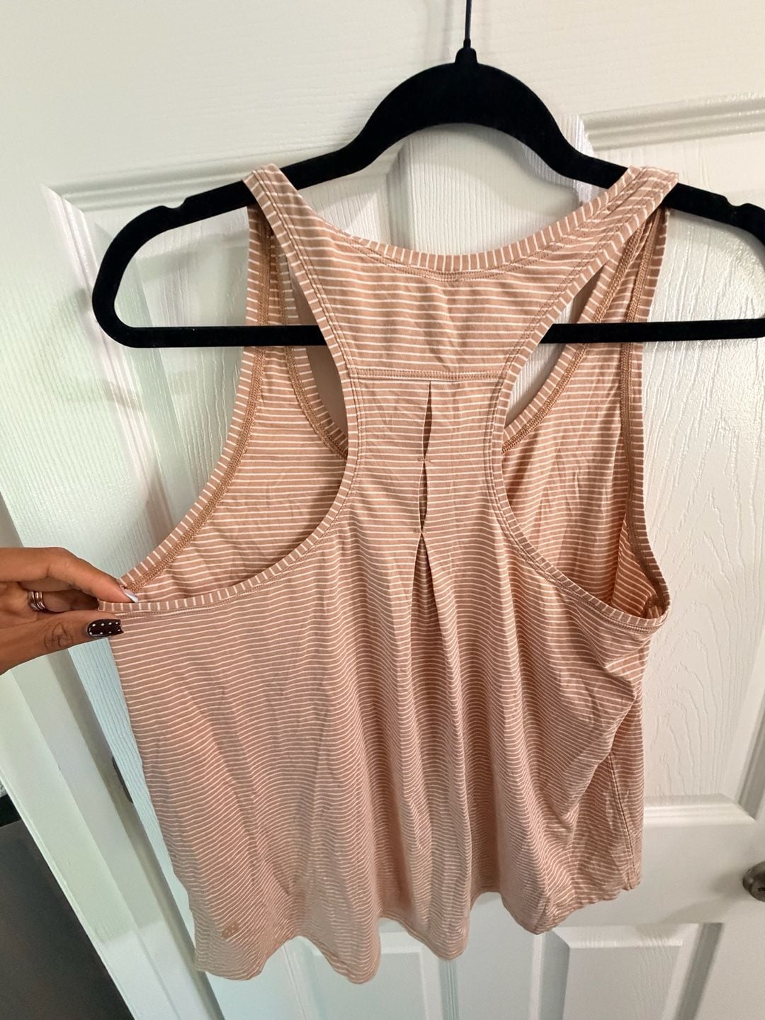 Lululemon Striped Tank Top Size 10 Beige White Active 6