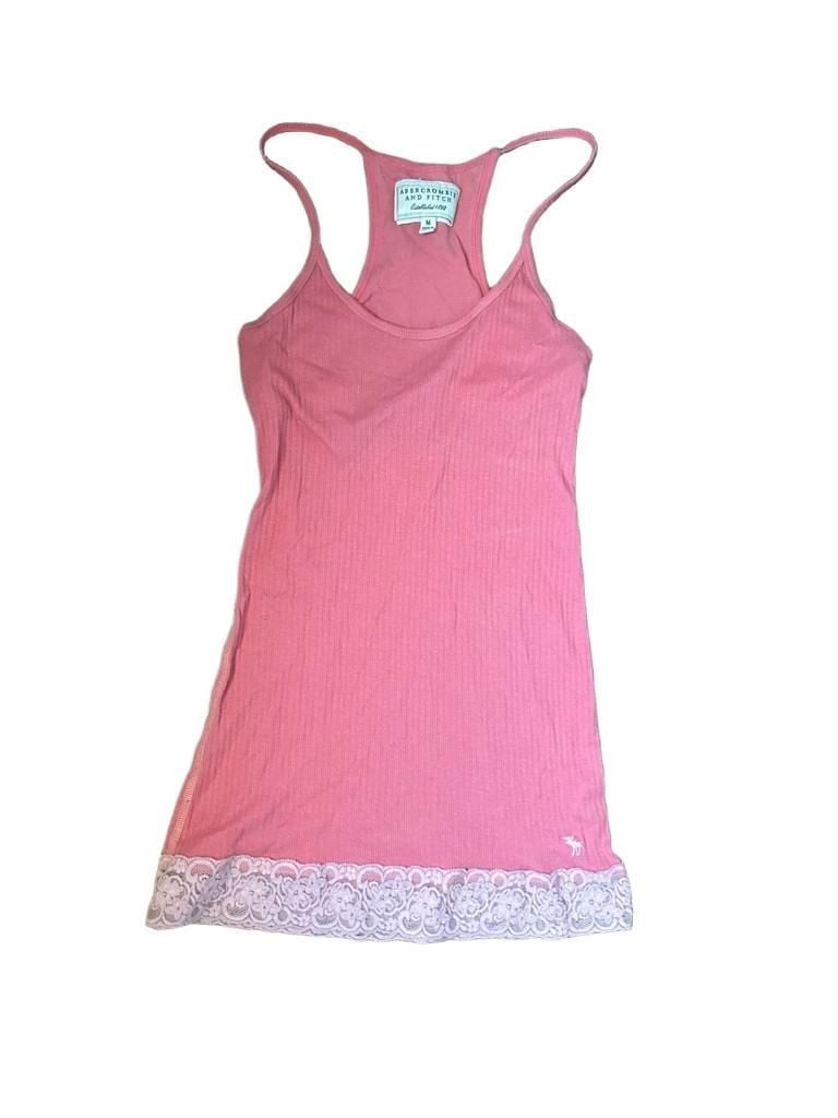 Vintage Abercrombie & Fitch Tank Top Pink Lace Trim 5