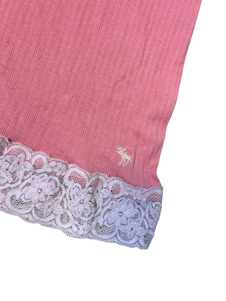 Vintage Abercrombie & Fitch Tank Top Pink Lace Trim 4