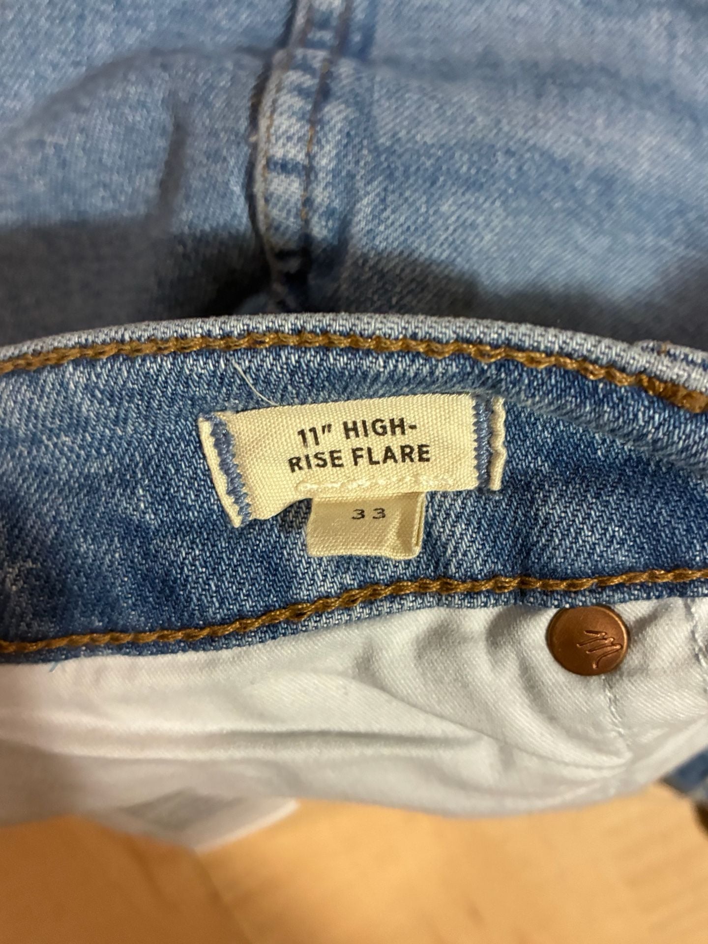 Madewell 11" High-Rise Flare Jeans Womens Size 33 Medium Wash Bell Bottom Denim 9