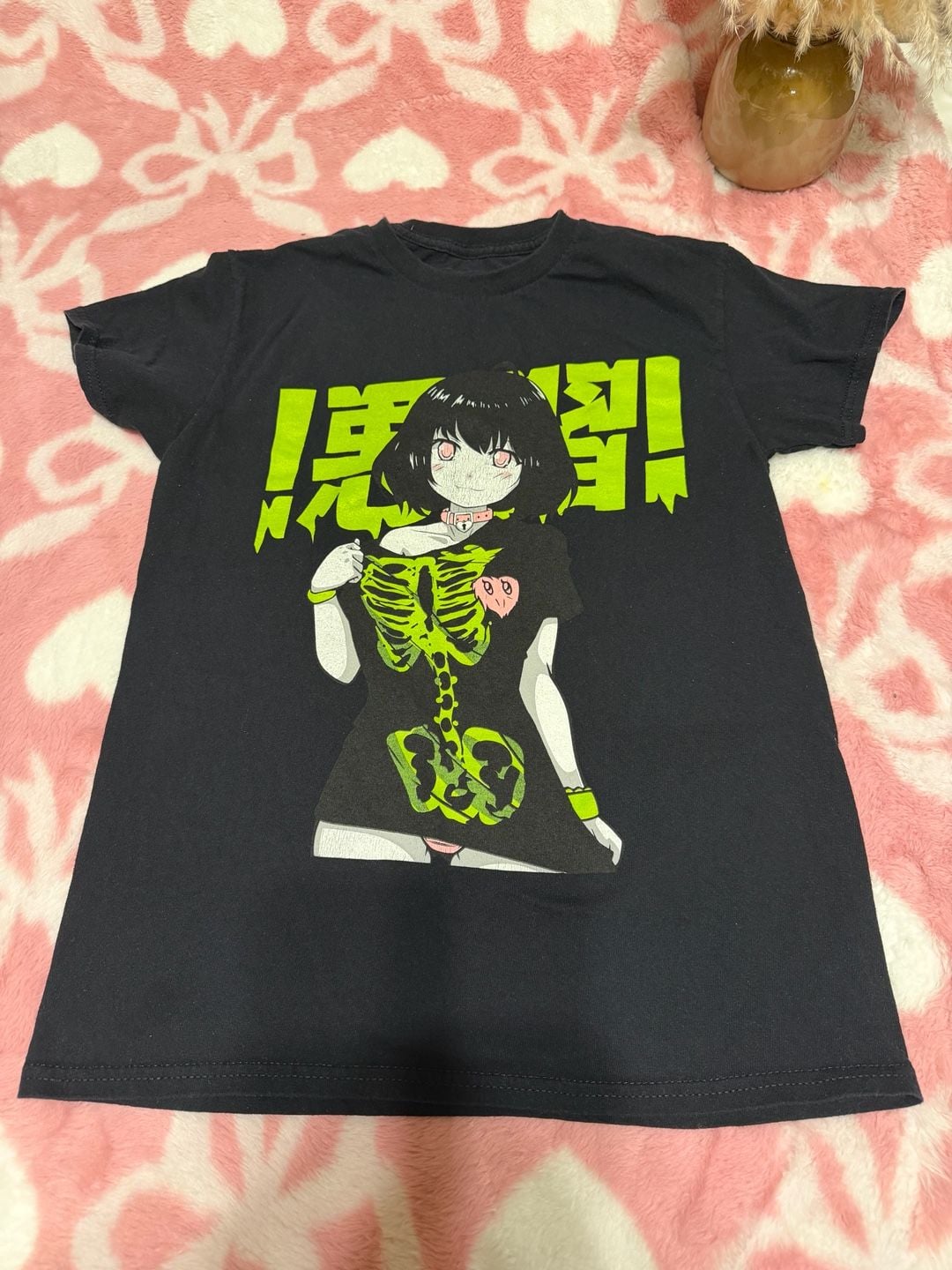 Bad Habits Anime Skeleton Graphic T-Shirt Size S Black 3