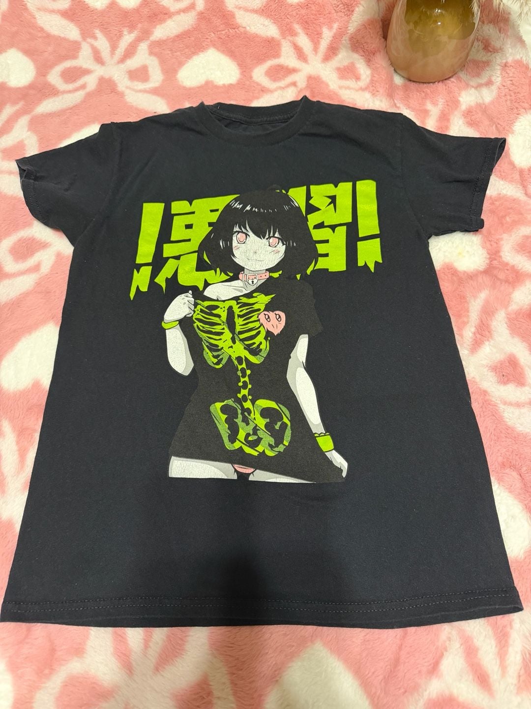 Bad Habits Anime Skeleton Graphic T-Shirt Size S Black 4
