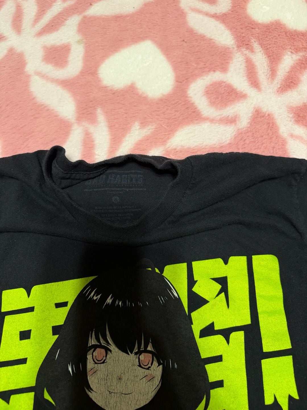 Bad Habits Anime Skeleton Graphic T-Shirt Size S Black 5