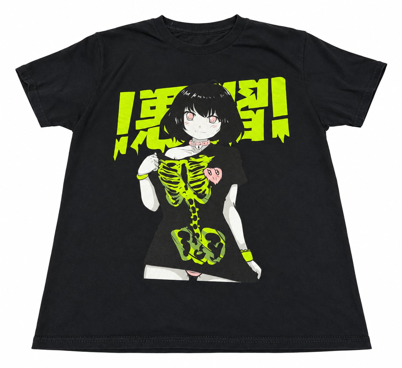 Bad Habits Anime Skeleton Graphic T-Shirt Size S Black 2