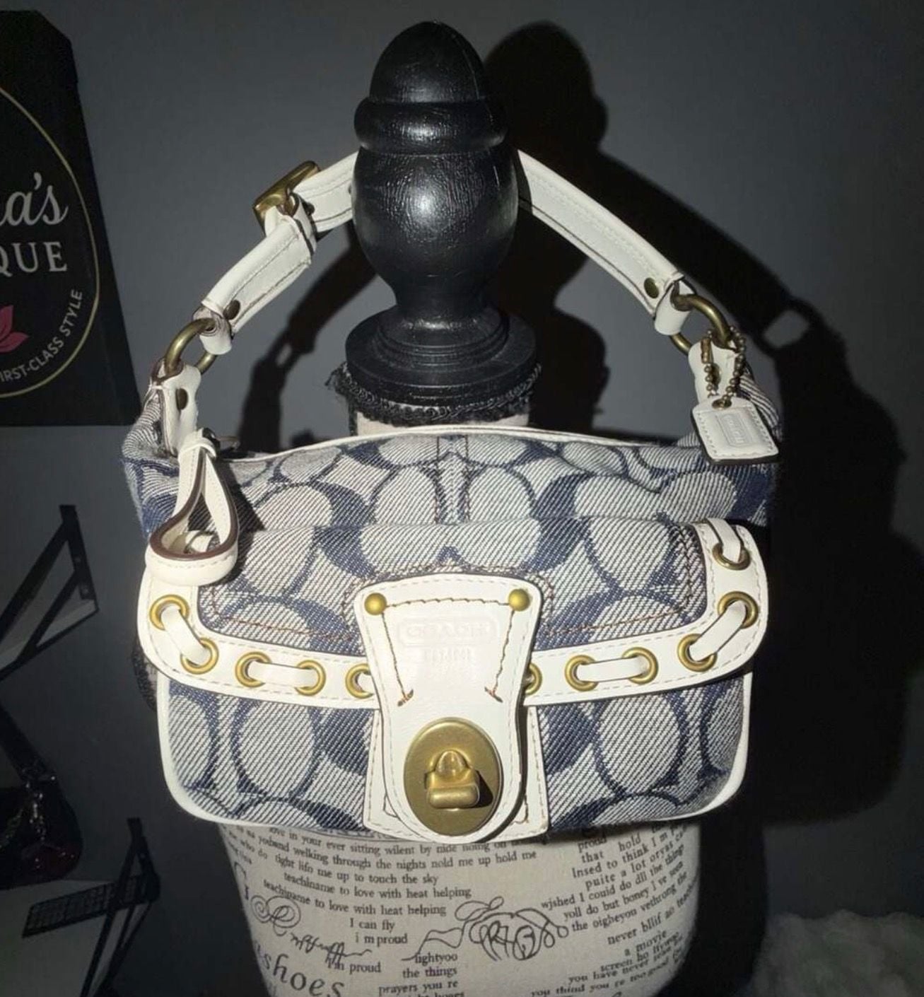 Coach Mini Legacy Shoulder Bag 40315 Denim Signature 2