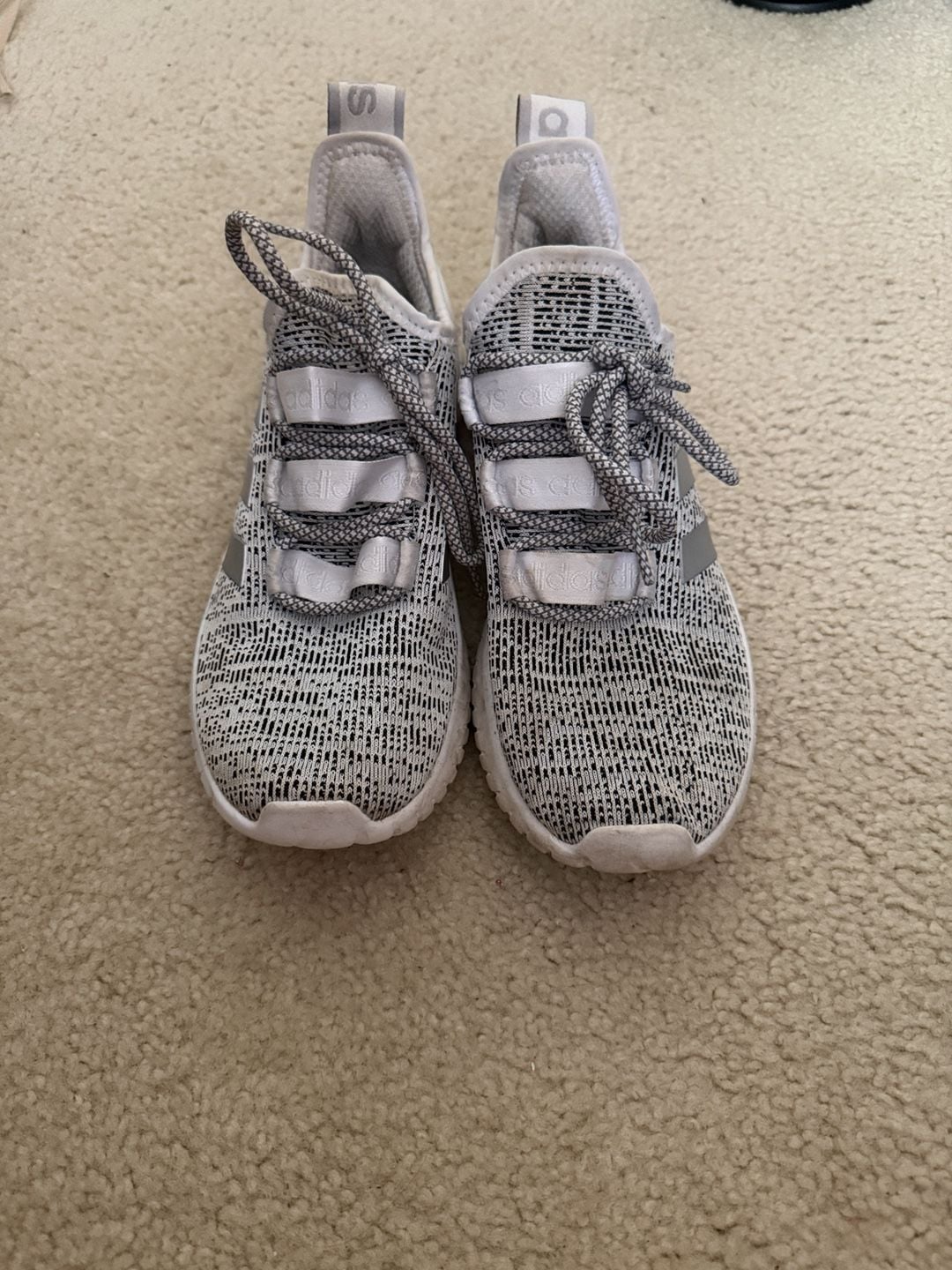 Adidas Kaptir Mens Size 8.5 White Black Silver Running Shoes EE9514 3