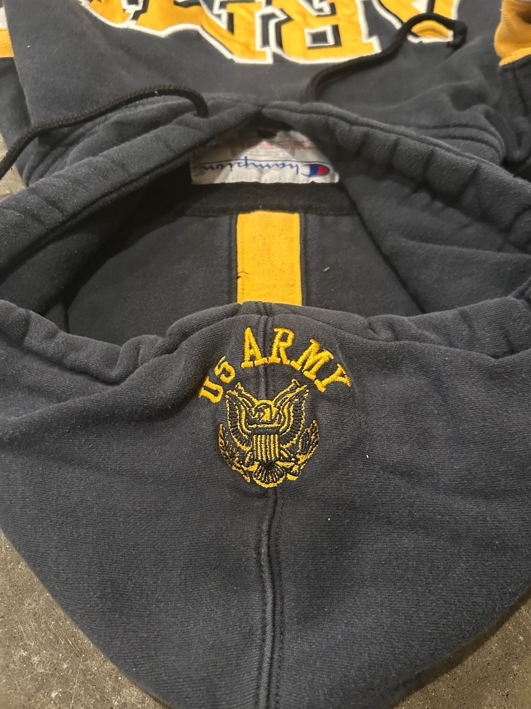 Vintage 90s Champion US Army Strong Bastogne Hoodie Black 5
