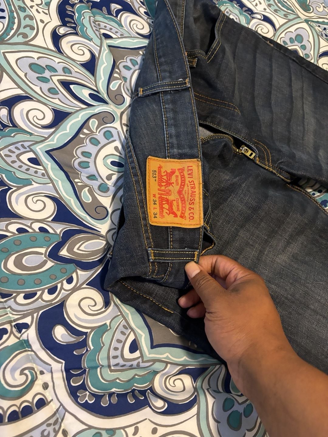 Levi's 513 Slim Straight Jeans 34x34 Dark Wash Denim 3