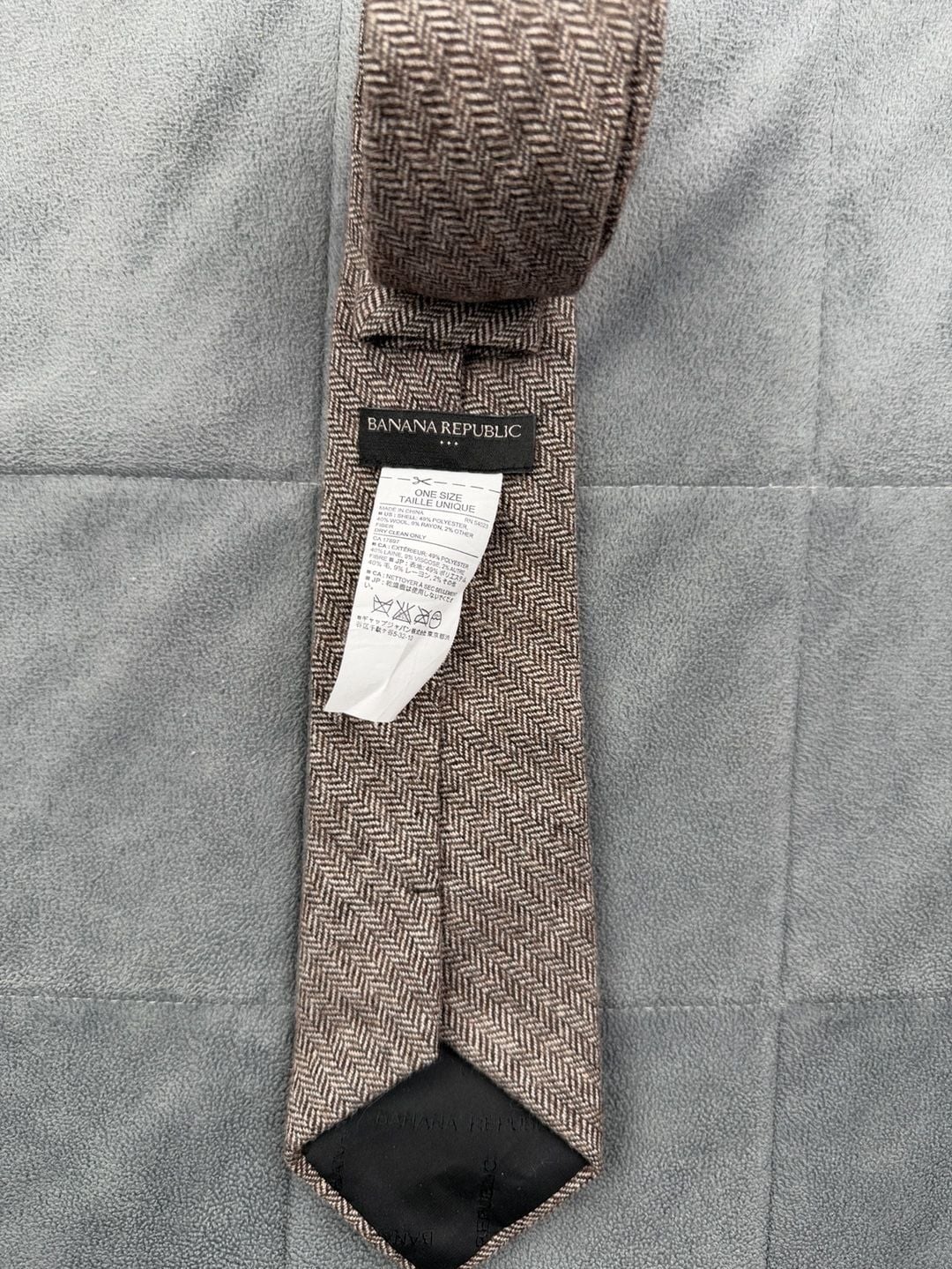 Banana Republic Brown Herringbone Neck Tie Wool blend 3