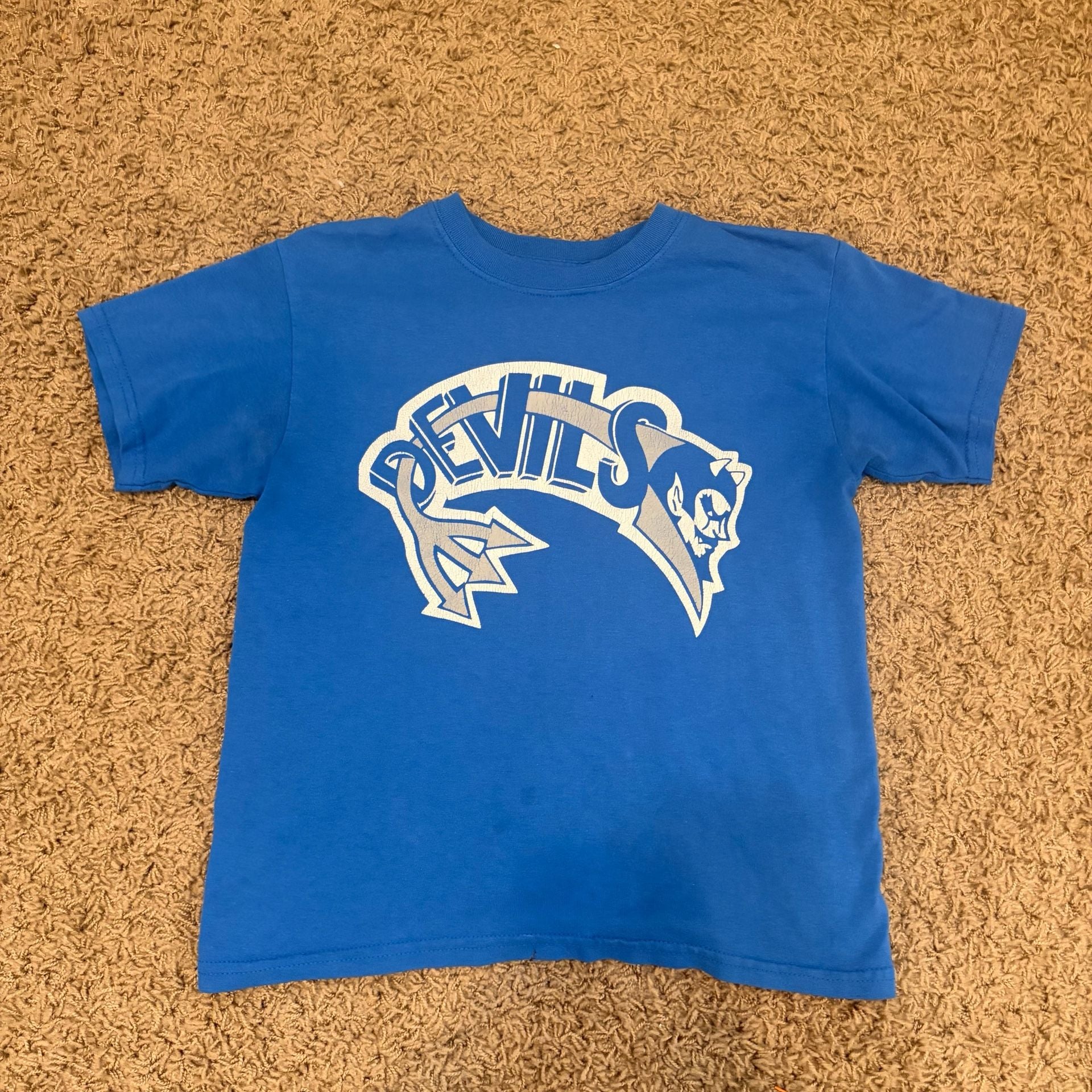 Gildan Blue Devils T-Shirt Youth Size M Blue Cotton Blend Graphic Tee 2